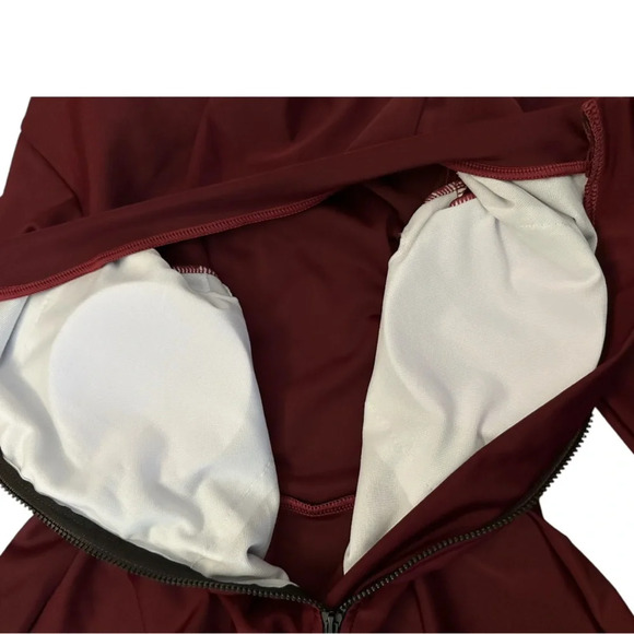 Women’s burkini Long Sleeve One-Piece Swimsuit – Burgundy, Solid Color, Size S - Picture 10 of 10